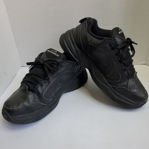 Nike Air Monarch IV Sneakers Triple Black Leather Shoes 415445-001
